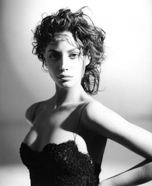 Christy Turlington Christy Turlington by Arthur elgort, black and white portrait of the mode in messy hair and black lace top