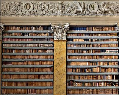 Biblioteca Paladina Biblioteca Paladina by Massimo Listri, closeup of a bookshelf with pilaster and relief